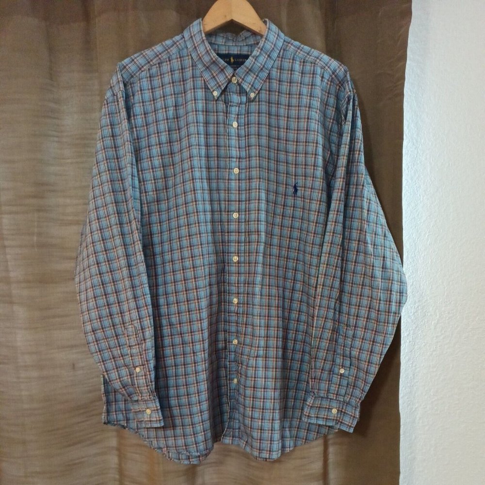 Men's Ralph Lauren Blue Plaid Button-up Shirt Size 2XB